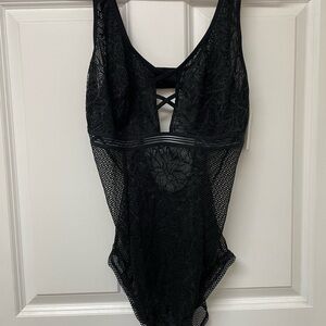 Women’s lace bodysuit with snap crotch